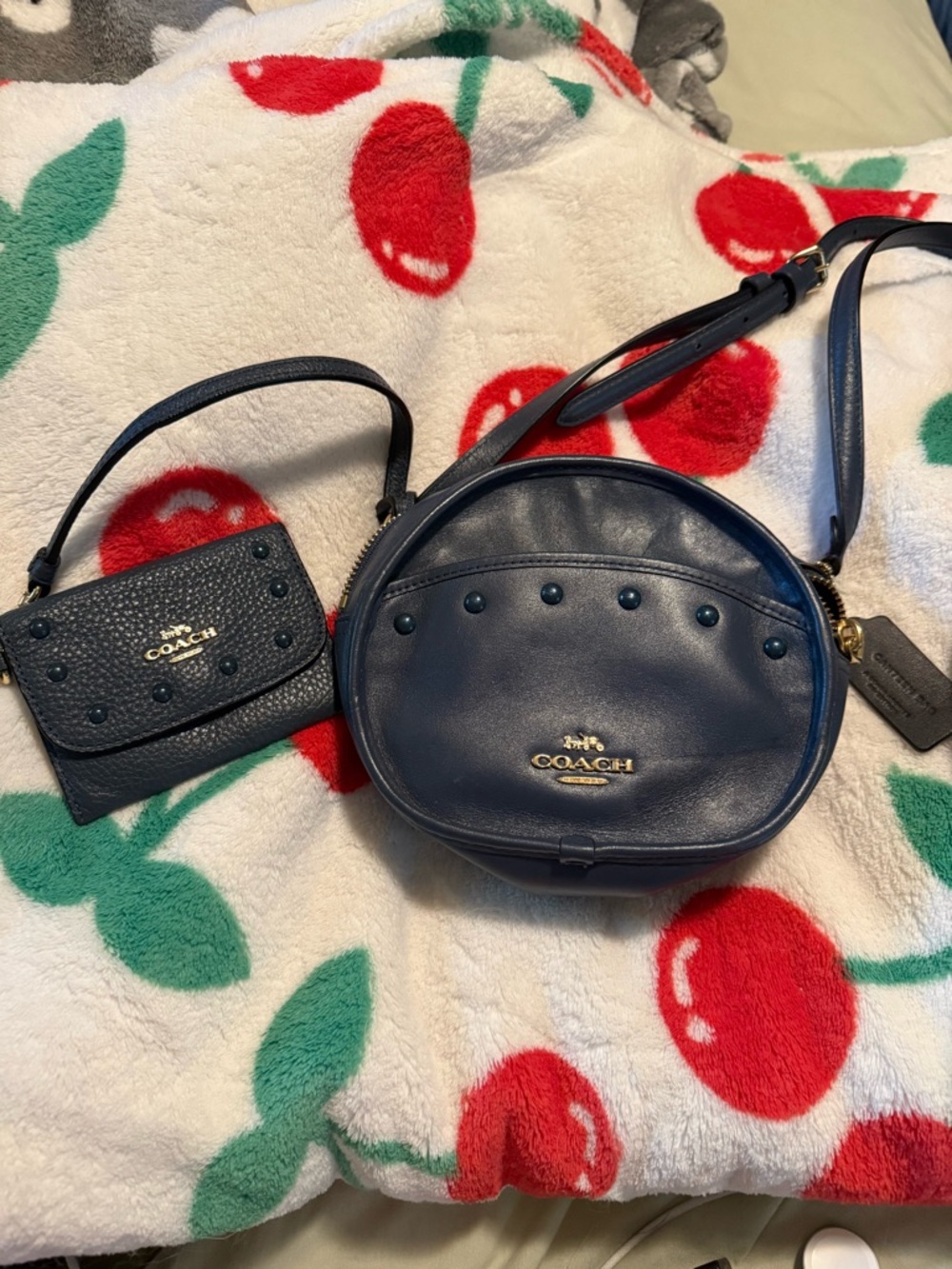 Coach Navy Leather Canteen crossbody remake with card case